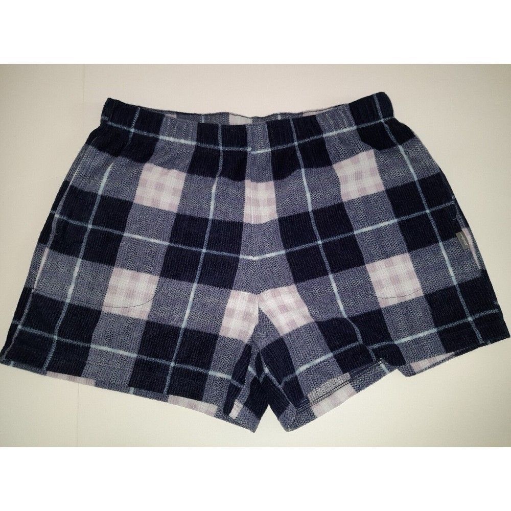 Eddie Bauer Sleepwear Shorts Womens‎ Small Blue Pajama Plaid Elastic Waist